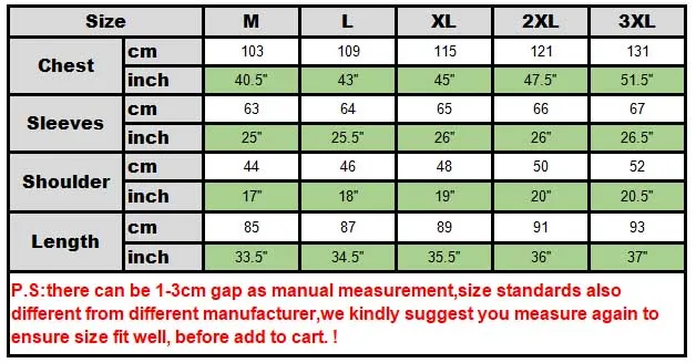 Size chart African 3