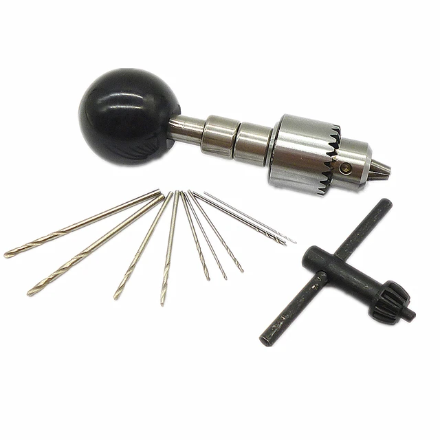 Swivel Head Manual Hand Drill Mini Pin Vise Tool Chuck Clamping Range 0.3 4mm W/Chuck Key