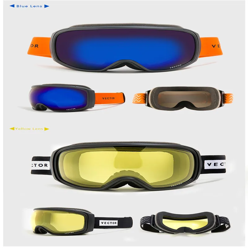 Вектор бренд лыжные очки Для мужчин Для женщин Анти-туман UV400 Лыжный спорт Сноуборд очки Сферический Большой маска очки Сноубординг очки