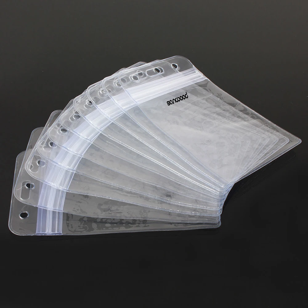 

10Pcs Vertical Transparent Vinyl Plastic Clear ID Card Badge Holder with Zipper