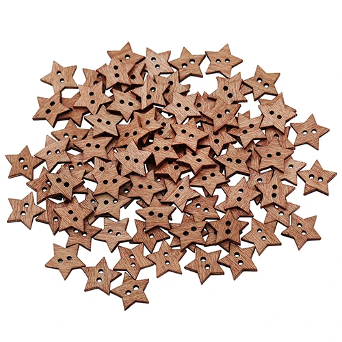 100Pcs 2 Holes DIY Star Shape Wooden Button Scrapbook Craft Sewing Buttons Five-pointed Star Shaped Duttons For Clothing Botones 3