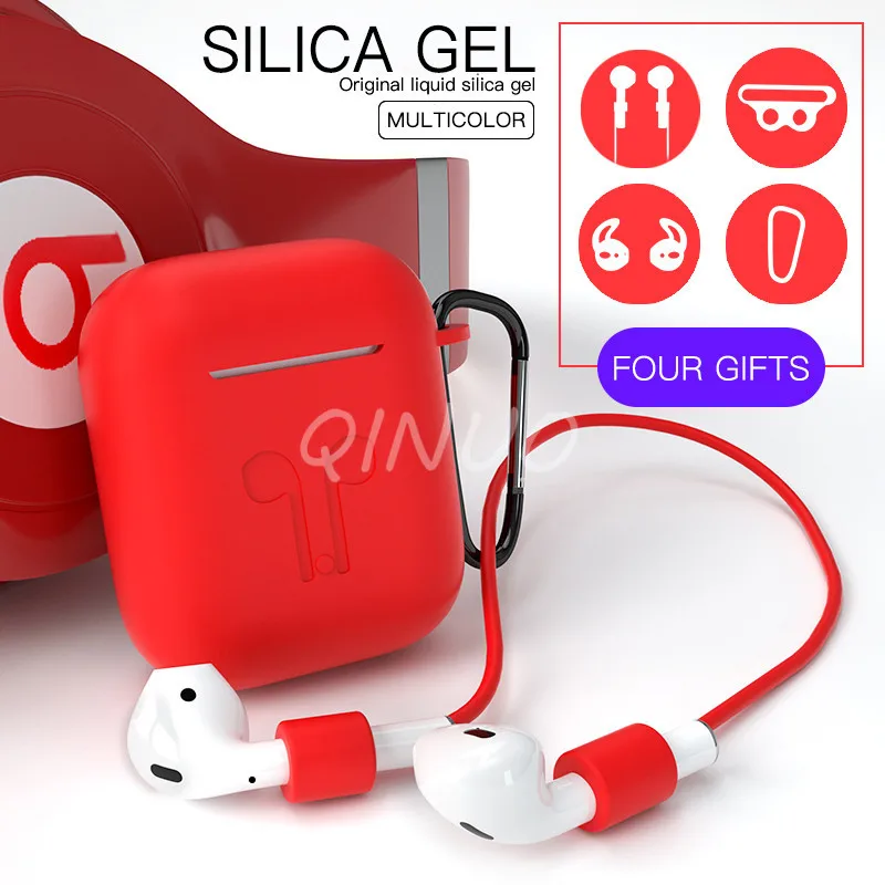 

QINUO 5 in 1 Anti-lost suit Earphone Case For Apple AirPod Soft Silicone Cover Wireless Bluetooth Headphone Case For Airpod Caso