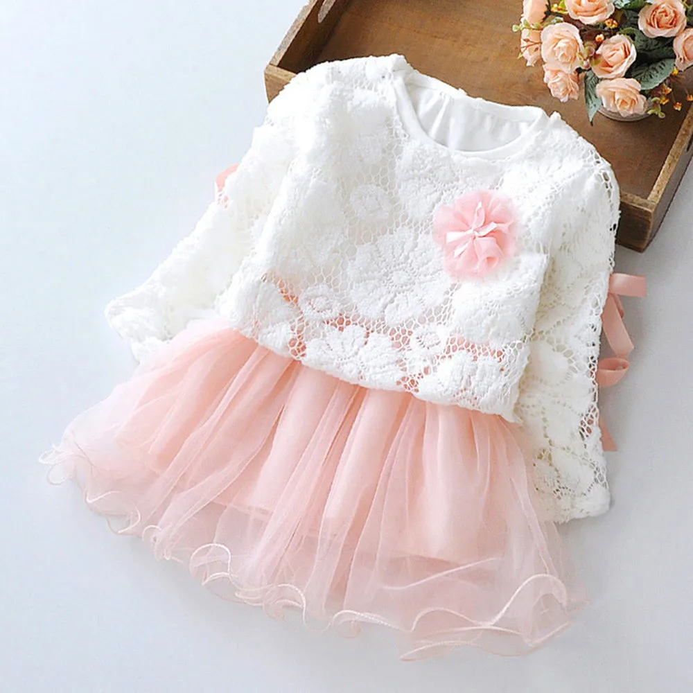 

2018 New Hot princess dress Autumn Infant kids children Baby Girls clothes Party Lace Tutu Princess Dresses Clothes Outfits