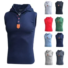 Корейская мужская безрукавка с капюшоном майка для фитнеса пуловер тренировочная одежда для мужчин жилет для бега легкий жилет с капюшоном