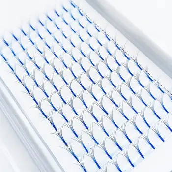 

2019 Blue Color False Eyelash 6D Russian Volume Eyelashes Extension Pre made Fans Lash Eyelash Individual Extensions