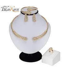 MUKUN Fashion Wedding African Beads Jewelry Set For Women Turkish Indian Nigerian Bead Necklace Earrings Dubai Gold Jewelry Set 2017 white crystal flower necklaces bracelet earrings set nigerian accessories wedding bead african costume free shippingabh016