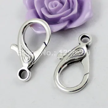 

50pcs/lot Antique Silver Lobster Clasp Hooks Bails For Necklace Bracelet Chain DIY Jewelry Accessory Findings 32x19mm (K00778)