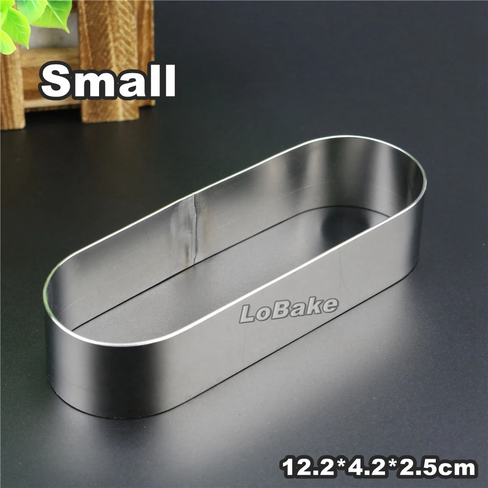 

(5pcs/lot) 12.2*4.2*2.5cm small long oval stainless steel tiramisu mousse cake ring puff mould egg fry rings DIY baking supplies