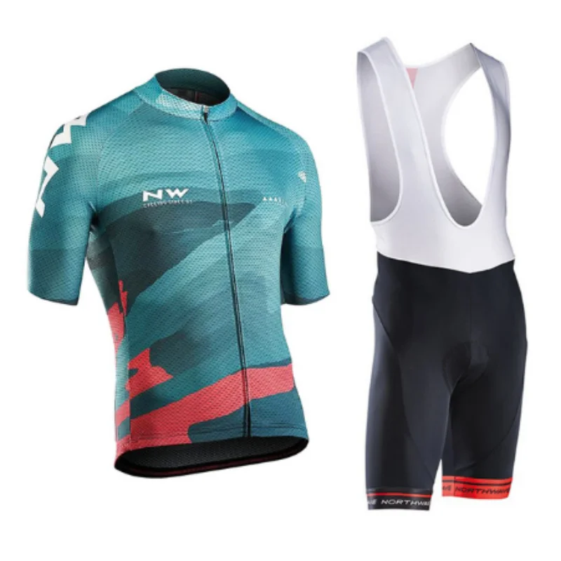 

NW 2018 Summer Men Cycling Jersey Set Short Sleeve Set Breathable Bicycle Bike Sportwear Clothes Quick-Dry Clothing