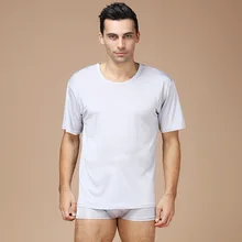 Мужская летняя майка из натурального шелка с круглым вырезом Трикотажная мужская футболка Мужская повседневная удобная прохладная дышащая майка 9601