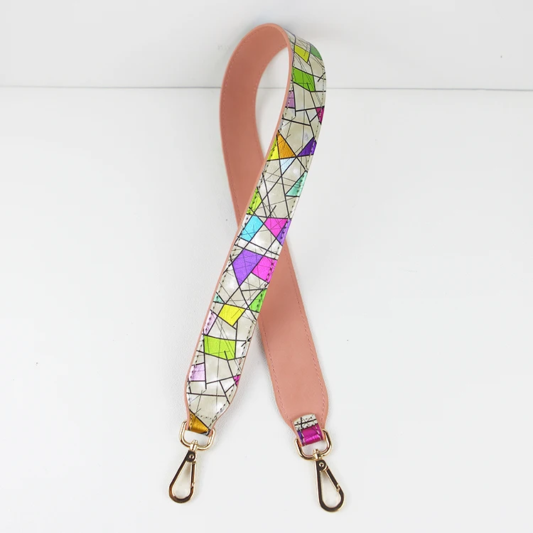 Personalized fashion geometric stitching pattern color bag shoulder strap women&#39;s shoulder strap ...