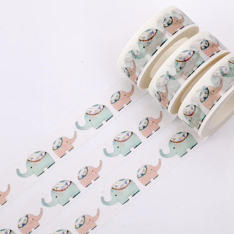 1 шт. 15 мм * 7 м Kawaii С Рисунком Слона васи ленты DIY Скрапбукинг самоклеящаяся лента