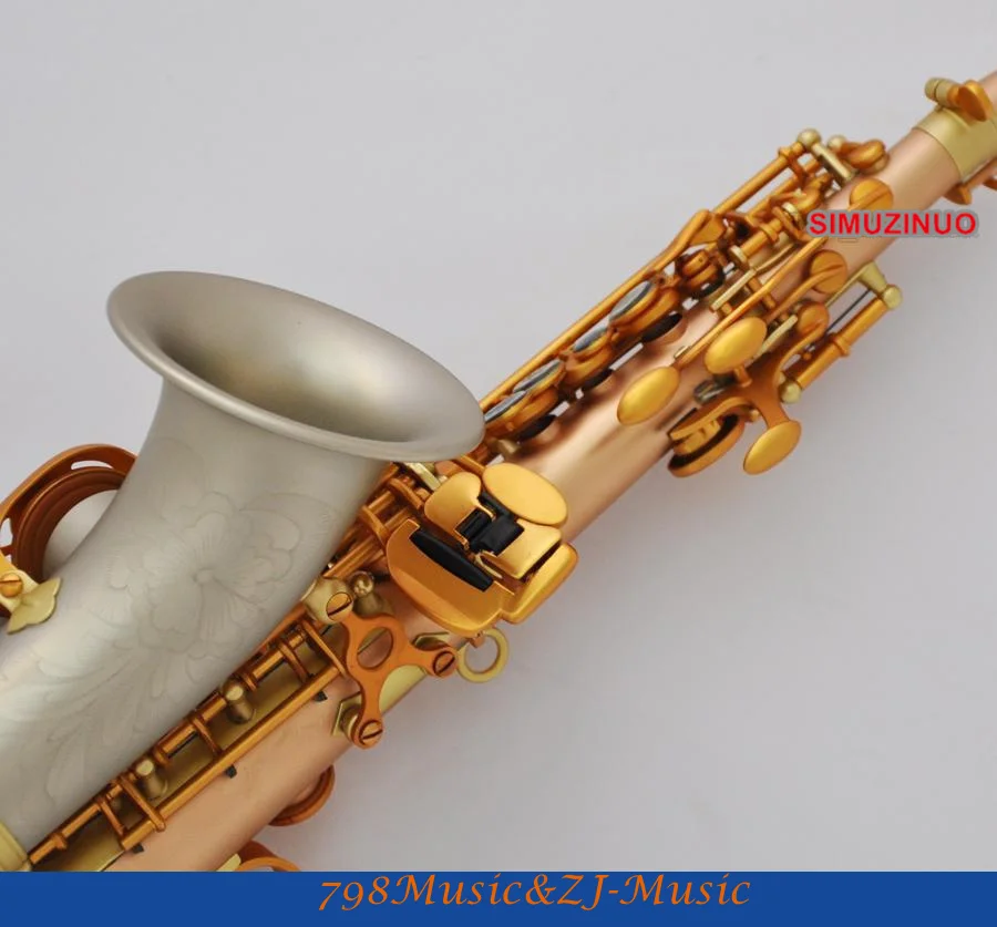 Профессиональный изогнутый саксофон сопрано матовый розового золота латунь альт саксофон Мельхиор дверной звонок с 2-образным вырезом