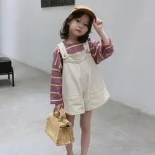 Комбинезон для девочек в Корейском стиле; весенние модные хлопковые шорты для девочек; HI309