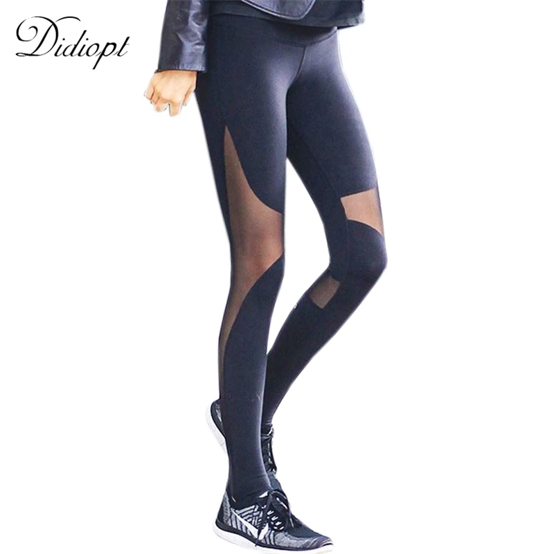 Didiopt Sport Leggings Skinny Yoga Panties Transparent Patckwork Women