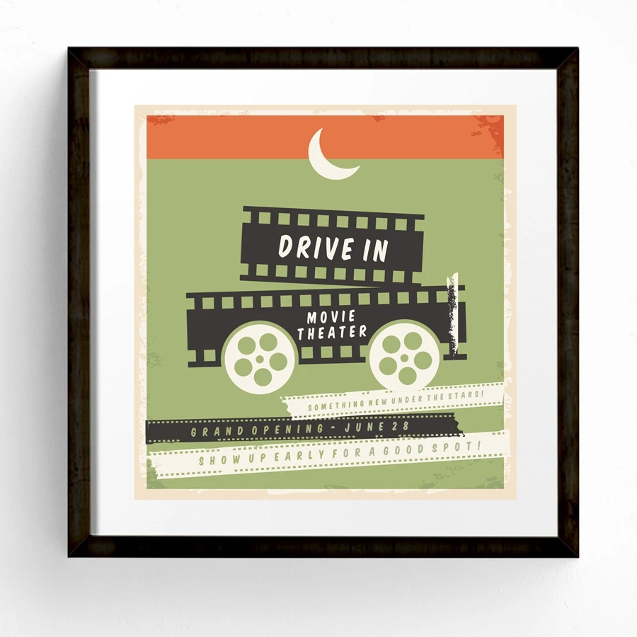 Home Theater Sign Movie Poster Stampa Artistica, Retro Cinema Poster Home Theater Art Canvas Painting Wall Decor