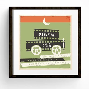 Home Theater Sign Movie Poster Art Print , Retro Cinema Posters Home Theater Art Canvas Painting Wall Decor