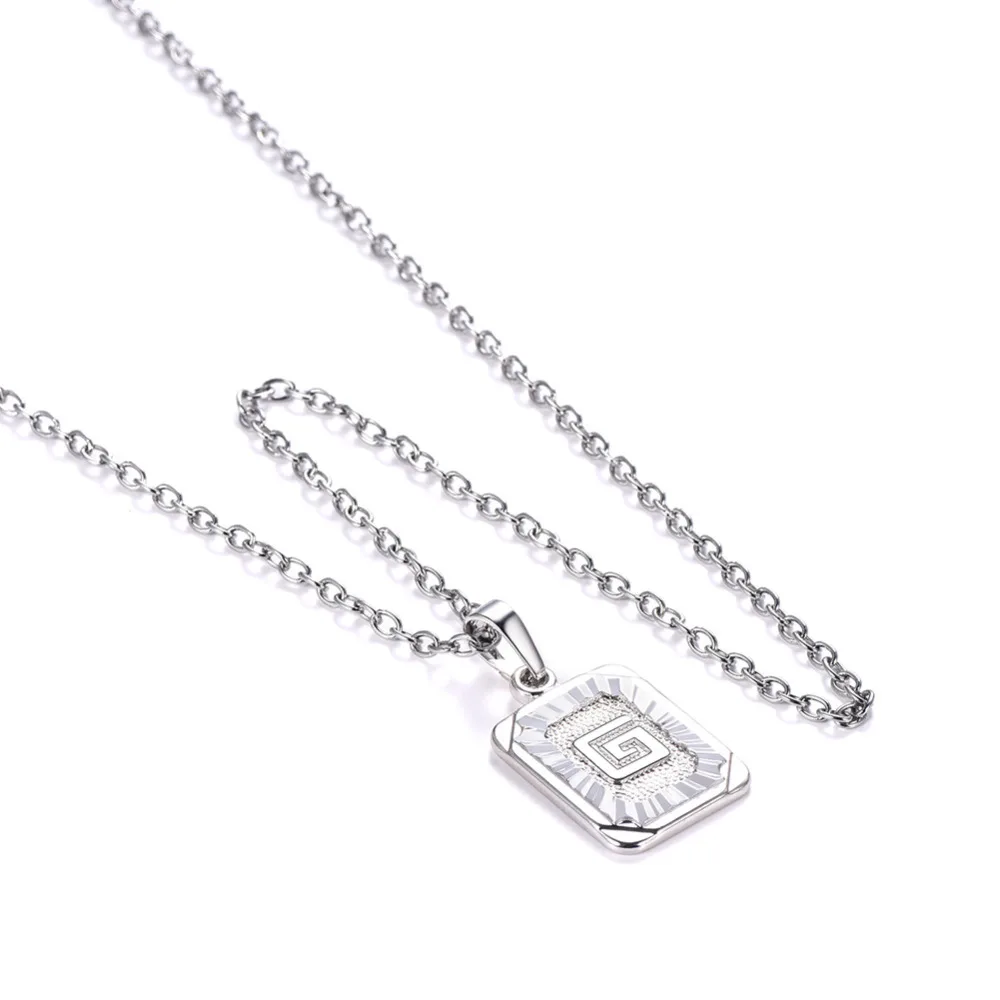 U7 Square Letters Necklaces Pendant Chain Necklace for Women Men English Initial Name Alphabet Jewelry Best Birthday Gifts P1196