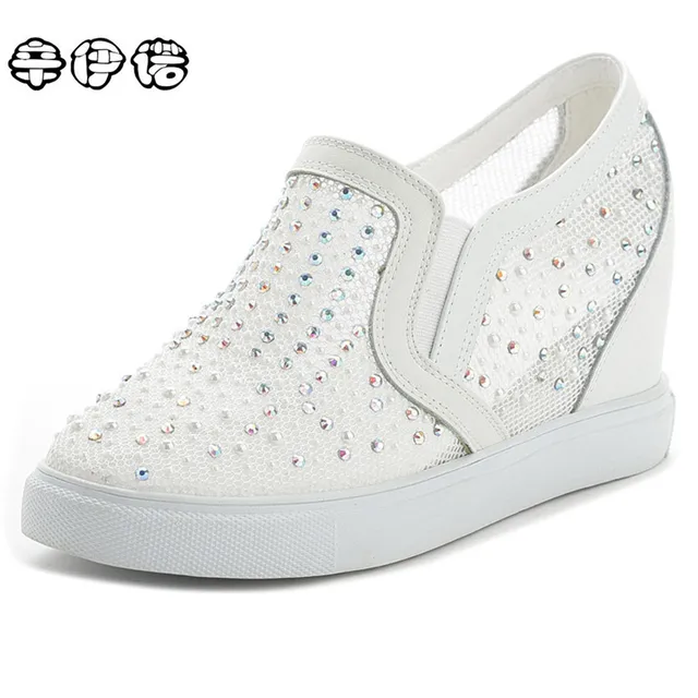 C Womens Breathable Wedge Heels Sneakers Hollow Out Loafer Shoes Slip On Creeper C Womens Breathable Wedge Heels Sneakers Hollow Out Loafer Shoes Slip On Creeper