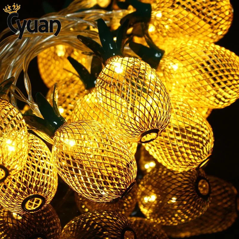 Cyuan Xmas Pineapple Fruit String Lights LED Christmas Tree Decorations