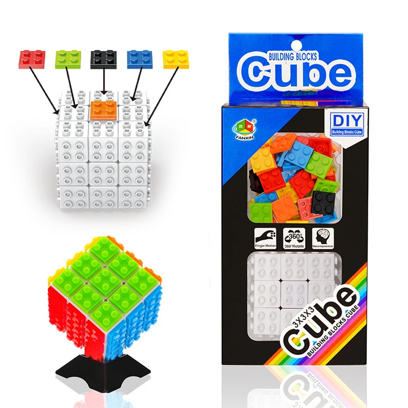 

3x3x3 Magic Cube 2 IN 1 DIY Building Blocks Professional Speed Puzzle Cube Educational Toys Gifts for Children Intellectual