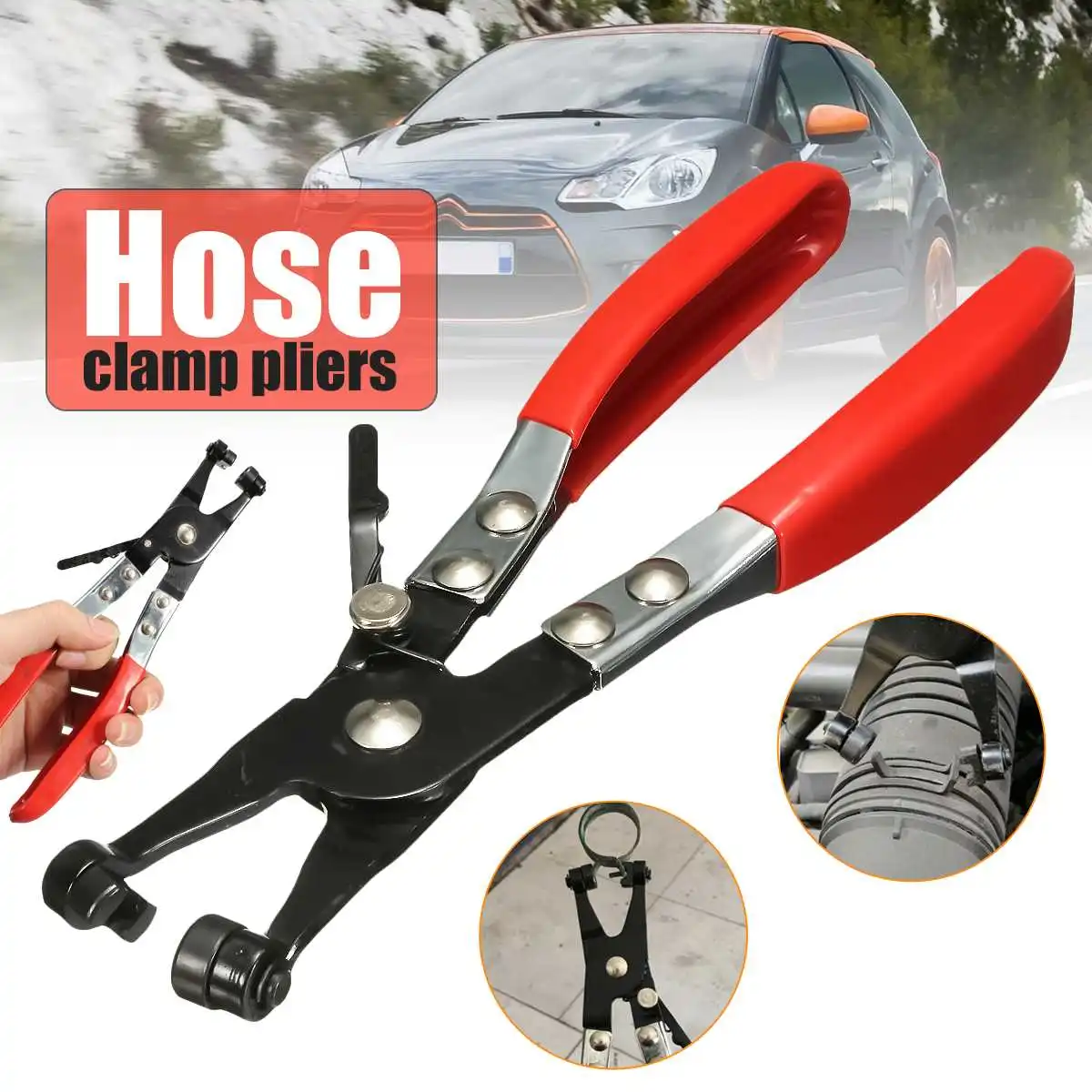 

Car Automobile Removal Tool Flat Ring Type Hose Clamp Pliers Mechanics Engineer Thicker Double Dipped Handles