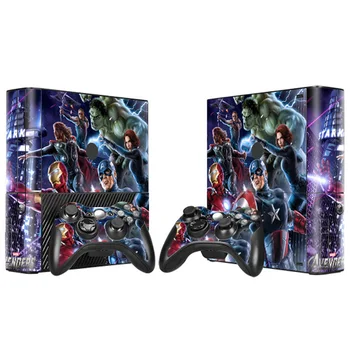 

Superhero skin sticker Vinyl Skin Protector for Xbox 360 E with 2pcs Controllers Cover