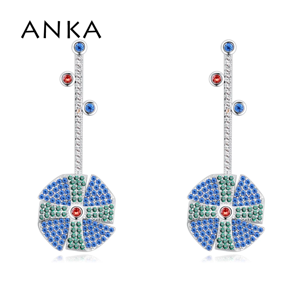 

ANKA pinwheel cubic zirconia earrings bohemian piercing micro pave zircon women earrings fashion jewellery #130270