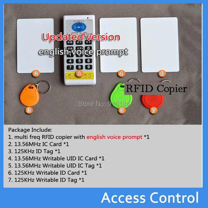 

English ver Handheld 125Khz-13.56MHZ 5 frequency RFID Duplicator/Copier Writer+T5577/em4305 cards tag +IC(UID) card+NFC key