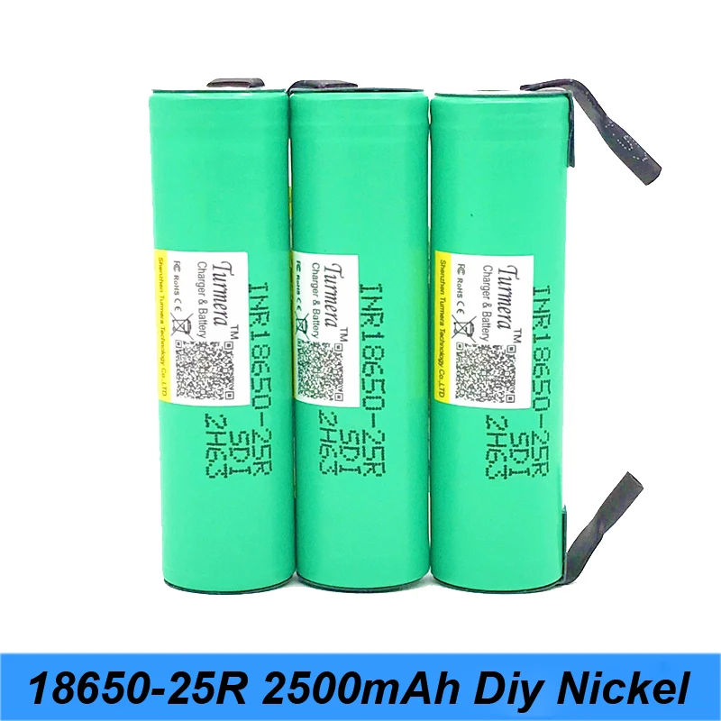 INR18650 25R with diy nickel 20a 2500mah lithium battery Turmera INR18650-25R 20amps for electronic cigarette /screwdriver 12v INR18650 25R with diy nickel 20a 2500mah lithium battery Turmera INR18650-25R 20amps for electronic cigarette /screwdriver 12v
