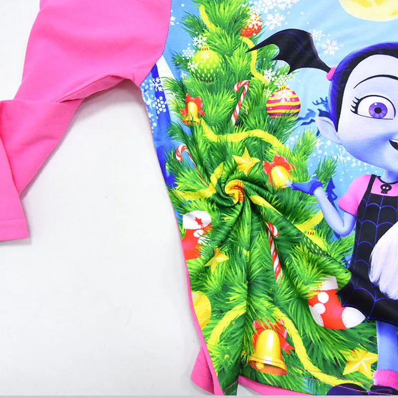 Детская Vampirina пижамы для девочек Весна-осень вампира принт с героями мультфильмов пижамный комплект из хлопка пижамы дети ZXT718