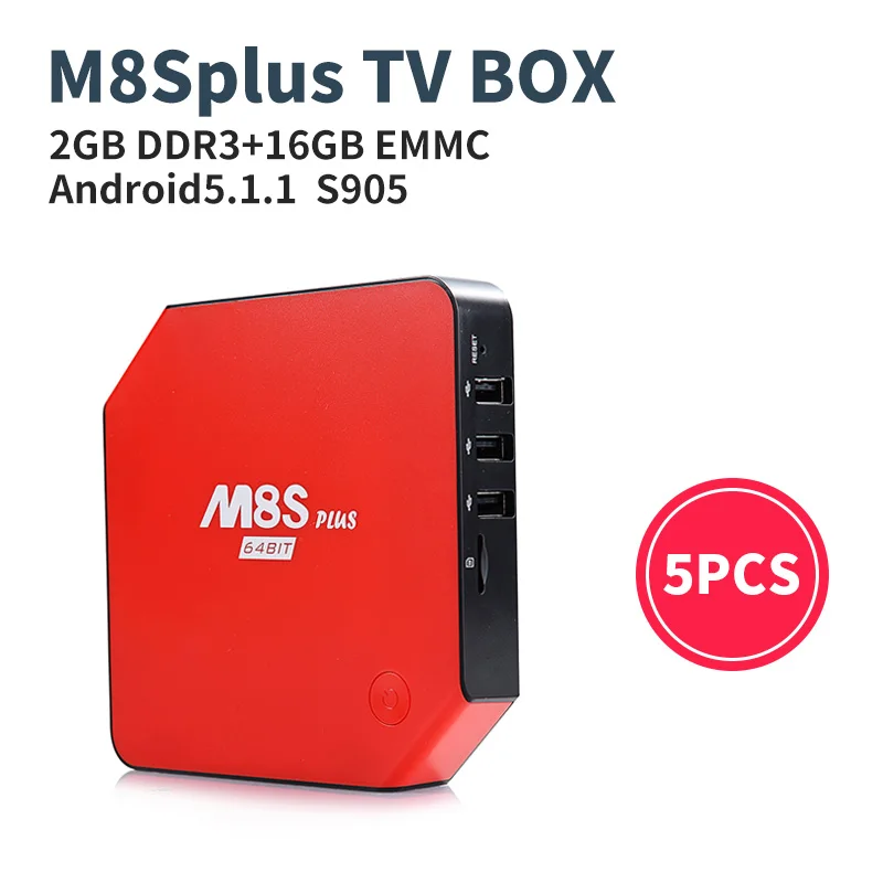

5PCS , M8 Android TV Box, M8S+ M8S Plus, Amlogic S905 4K 2G/16G KODI WIFI Android 5.1 Media Player M8S PLUS TV Box