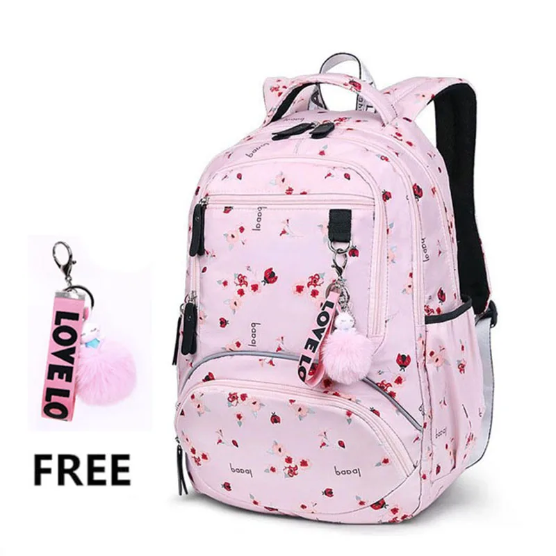 Большой Вместительный школьный рюкзак, школьный рюкзак с цветочным принтом, сумки для начальной школы, сумки для книг для девочек-подростков, рюкзак Kds - Цвет: pink flower 0074
