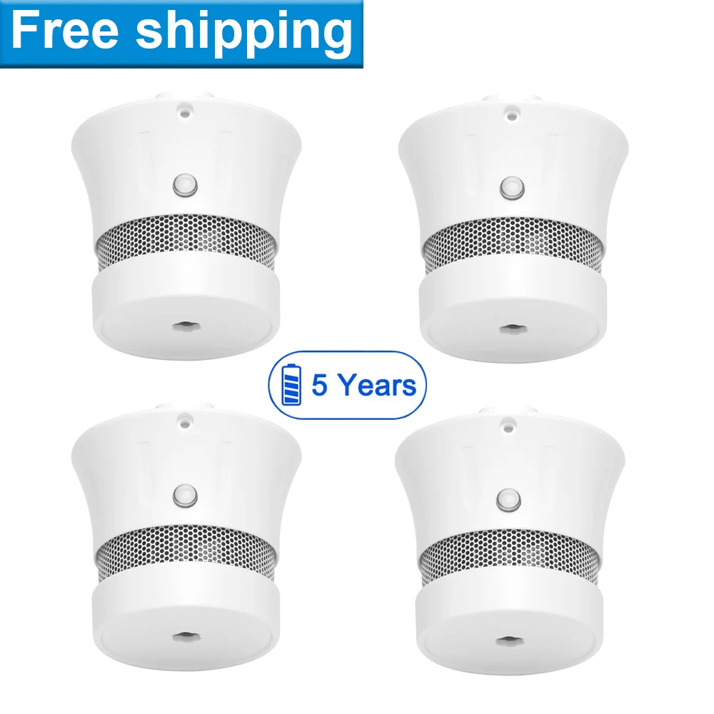 

CPVan 4PCS Smoke Detector, EN14604, CE Certified Independent Photoelectric Fire Alarm Sensor with 5-Year Battery Operated 85dB
