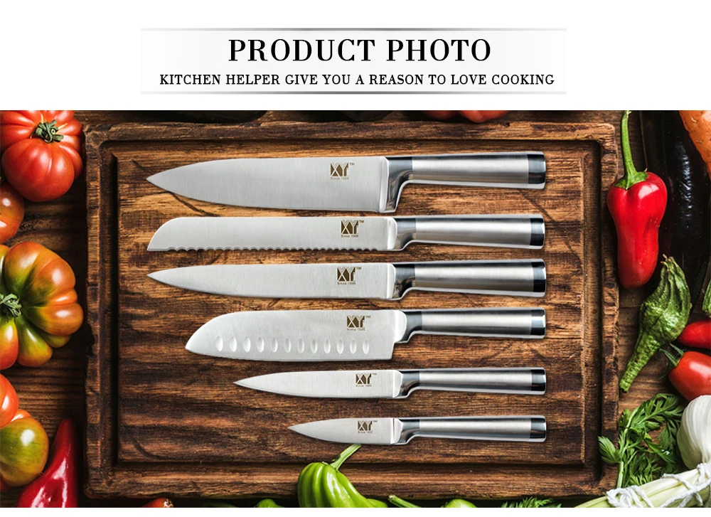 XYj набор кухонных ножей из нержавеющей стали, нож для очистки фруктов Santoku, нож для нарезки хлеба, обвалки, ножницы в форме рыбы, набор ножей, аксессуары