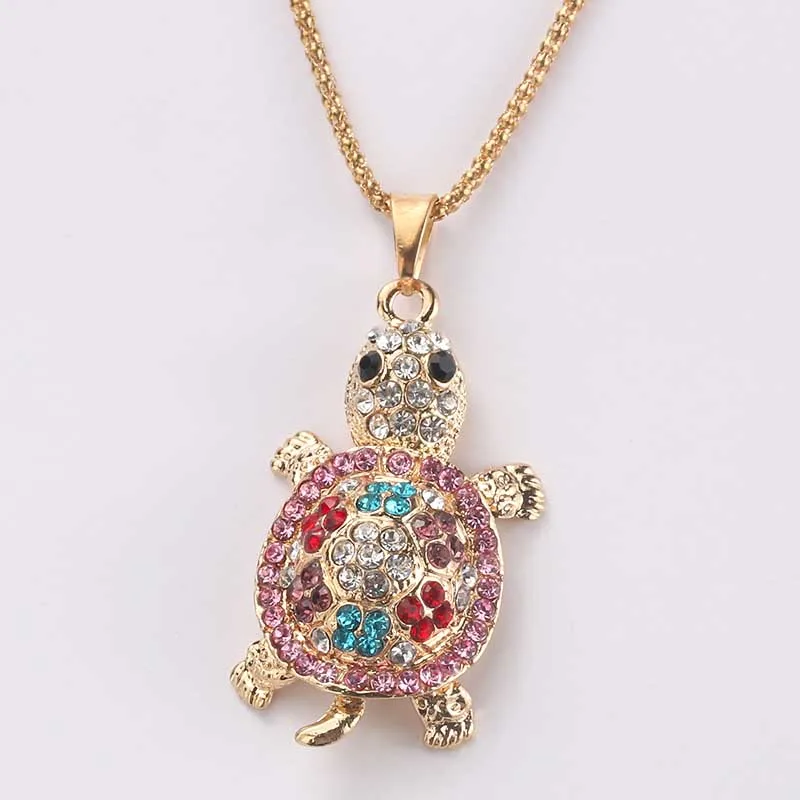 Cute Sea Turtle Turtle Multi color Necklace Pendant Exquisite Crystal