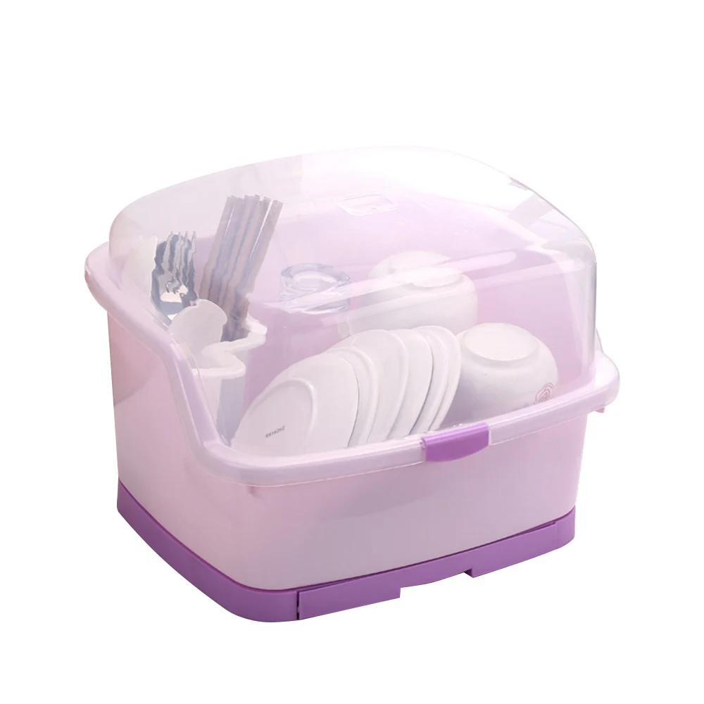 Сушилка многофункциональный бытовой шкаф пластик с крышкой коробка для хранения столовой посуды кухонное хранилище экономичный тип блюдо стойки - Цвет: Purple