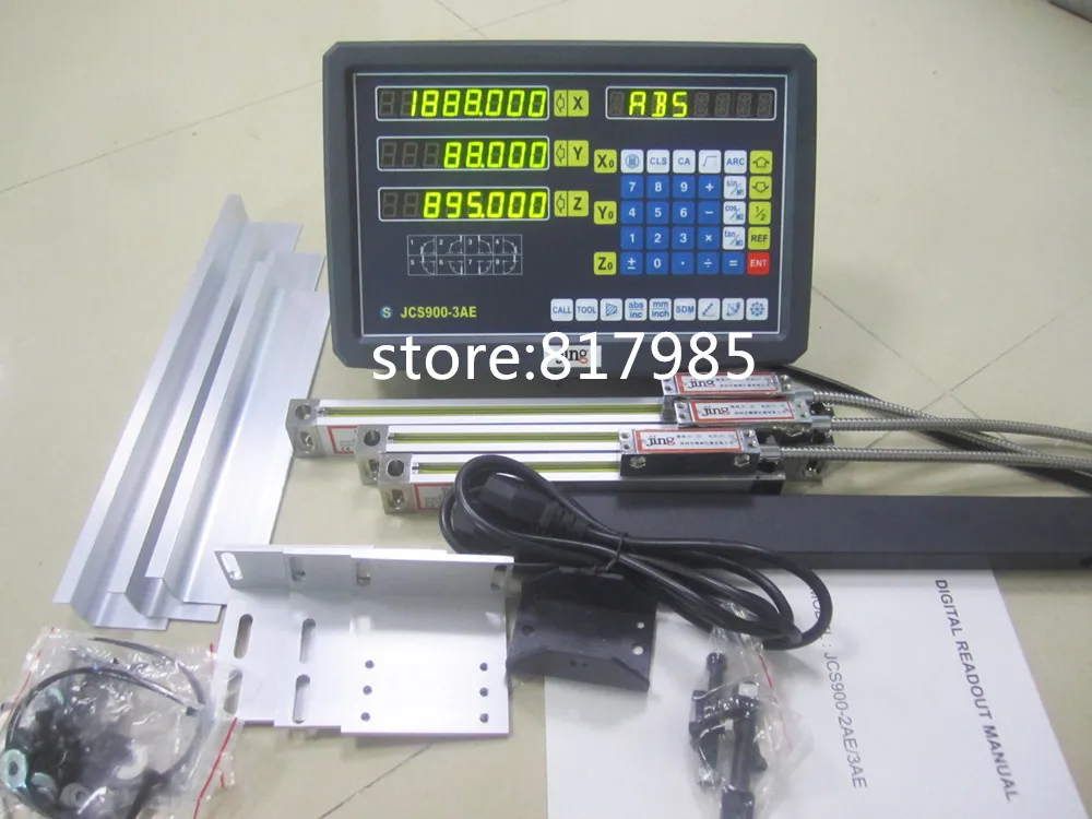 

3 axis Digital Readout DRO + 3 pieces linear scale travel 150-1020mm linear encoder complete dro kits