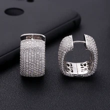 Janeklly na moda geométrico quadrado aros argola brincos para acessórios femininos zircónio cúbico brincos jóias pendientes mujer moda