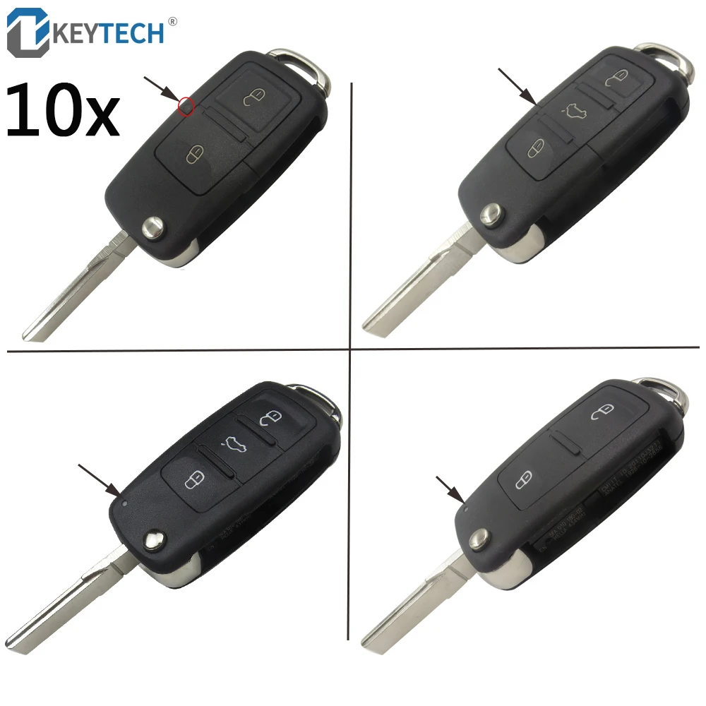 OkeyTech 10 шт./лот Автомобильный ключ для VOLKSWAGEN Polo Passat B5 Tiguan Golf Seat Skoda 3 кнопки складной