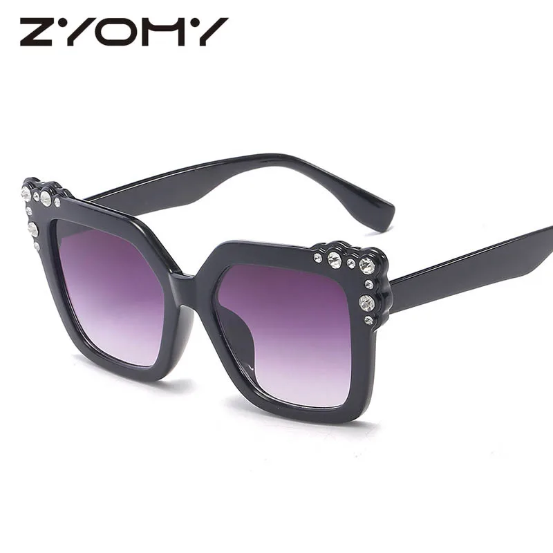 Ladies Goggles Gradient Color Lenses Women Sunglasses Diamond Eyewear