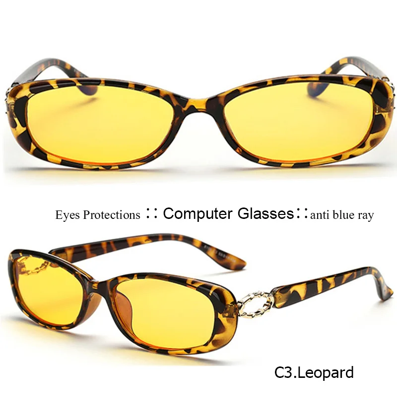 IVSTA 8100 радиационностойкие компьютерные очки анти-голубой лучи Очки Игры Freak защита глаз желтые линзы со стразами женские - Цвет оправы: C3 Leopard