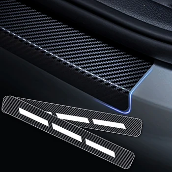 

4D Carbon Fiber Car Scuff Plate Door Sill Guard Car Stickers For Universal Cars Auto Creative Design New Arrive 4PC Car-Styling