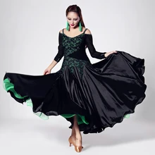 Women’s Ballroom Dancingwear Long Sleeve Elegante Lace Modren Waltz Tango Dresses Lady’s Ballroom Competition Dance Dress