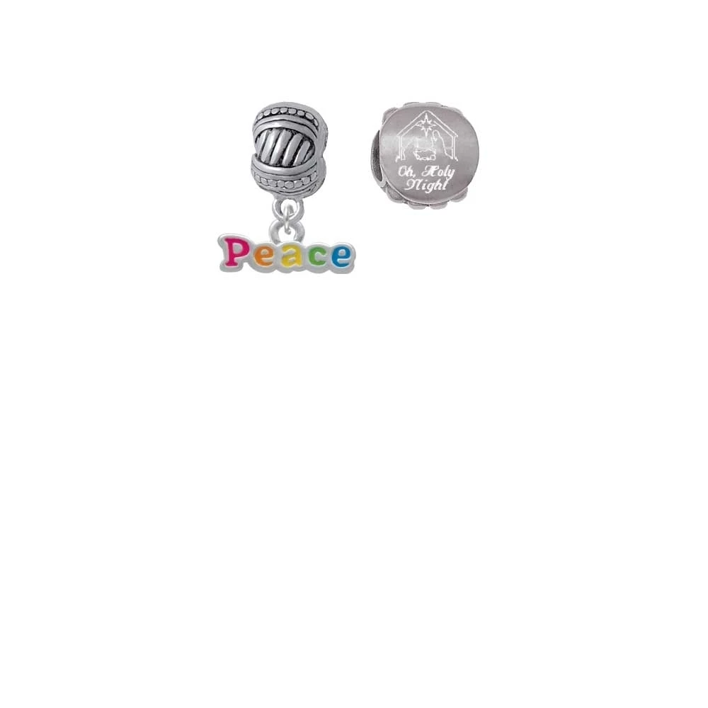 Rainbow Colored ''Peace'' Come Let us Adore Him Charm Beads (Set of 2)
