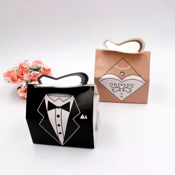 

100pc/lot Bride And Groom Candy Box For Wedding Sweet Bag Wedding Favors Gift For Guest Wedding Party Decoration Boda Favor Box