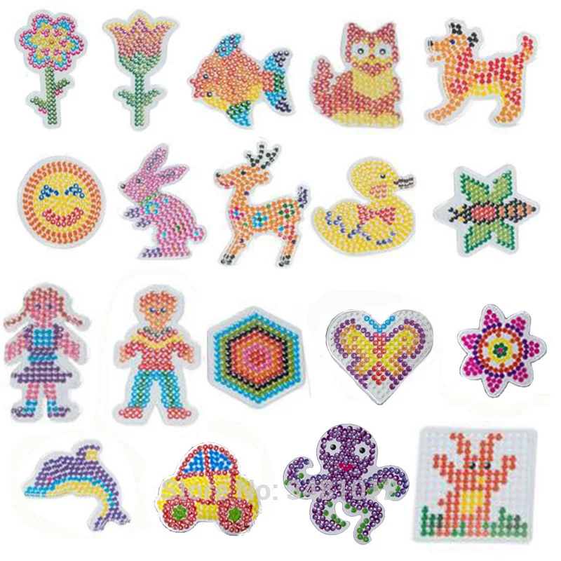 ЕВА Pegboards шаблоны для Hama бисером 5 мм Сделай Сам инструмент головоломки ручной работы Perler бисер животного Пазлы совета для девочек образования игрушки - изображение