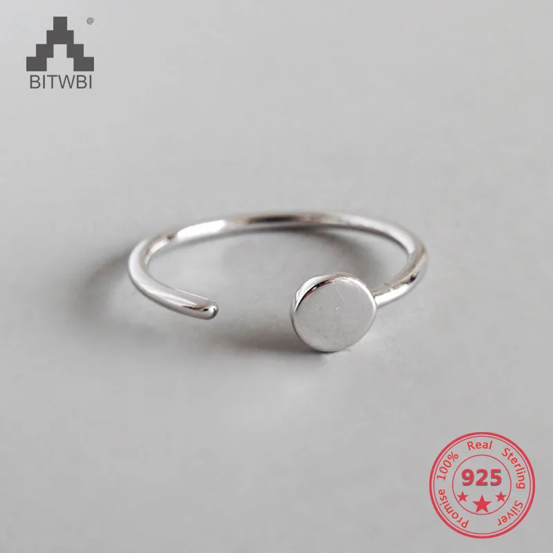 

S925 Sterling Silver Geometric CHIC Style Round Opening Personality Ring