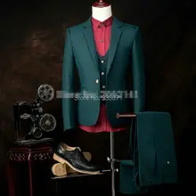 Горячая Распродажа Осень темно-зеленый Жених приталенные смокинги 3 шт. мужской свадебный костюм жениха лучшие мужские костюмы для мужчин