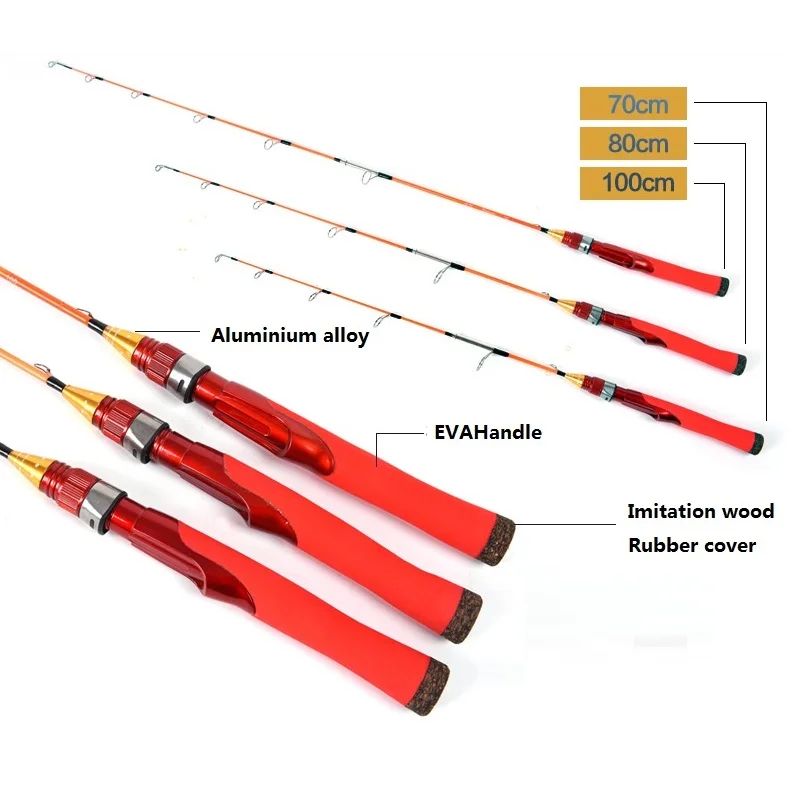 Ice Fishing Rods All Metal Guide ring winter Fishing Rod 70cm 80cm 100cm Outdoor Portable